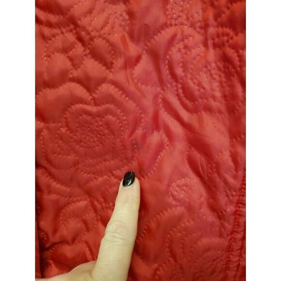 JG Hook Womens Red Lightweight Jacket Size XL Rose Pattern Snap Closure - Picture 7 of 10